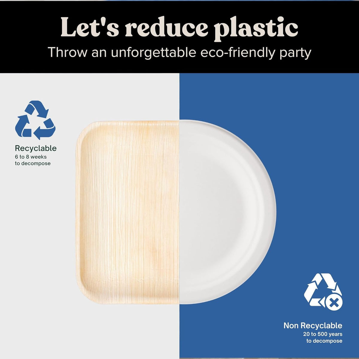Luxe Designs Palm Leaf Plates - Eco-Friendly Alternative to Bamboo & Plastic - Heavy-Duty