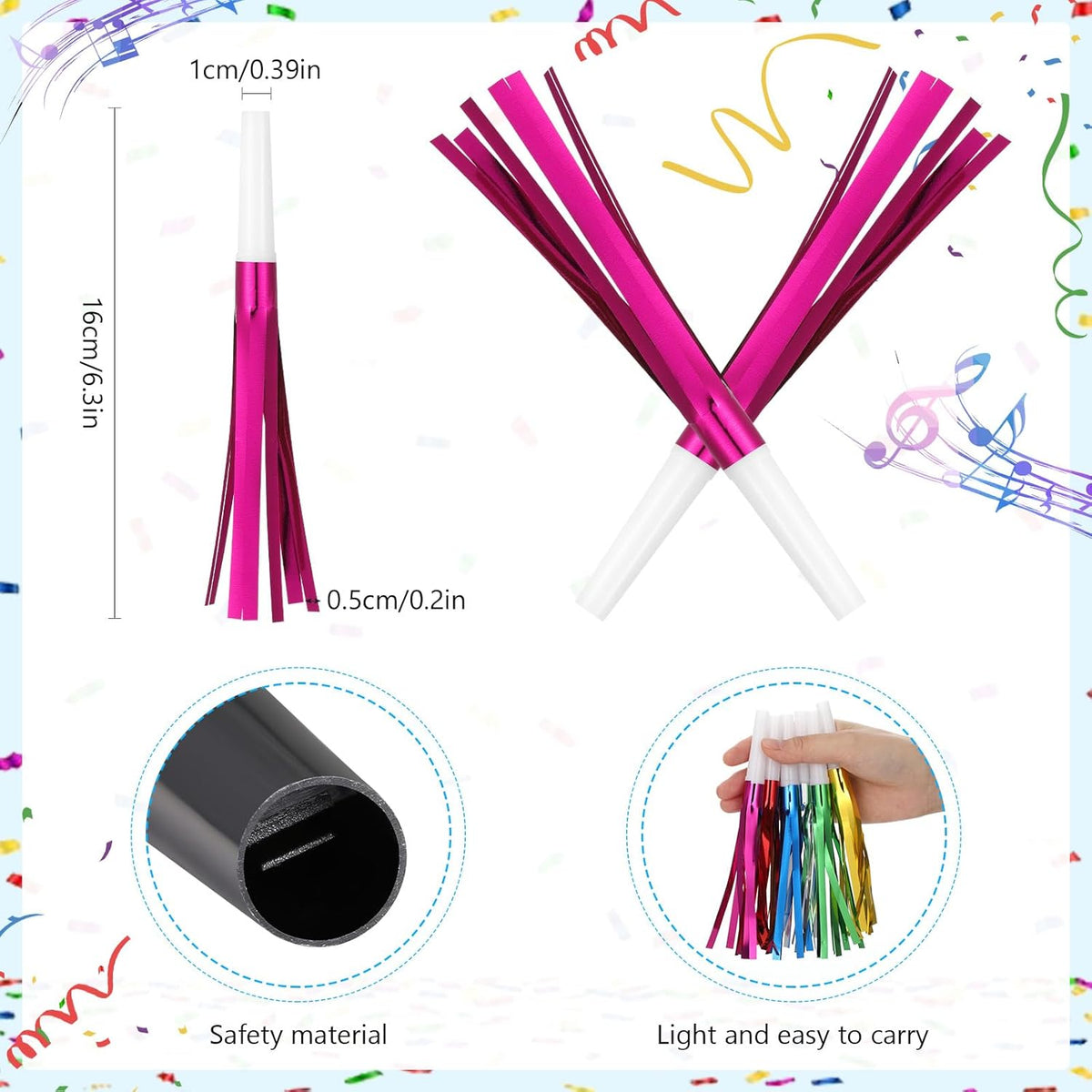 Metallic Fringed Noise Makers, for Noise Makers Party Favors, New Year Party, Baby Shower, Kids