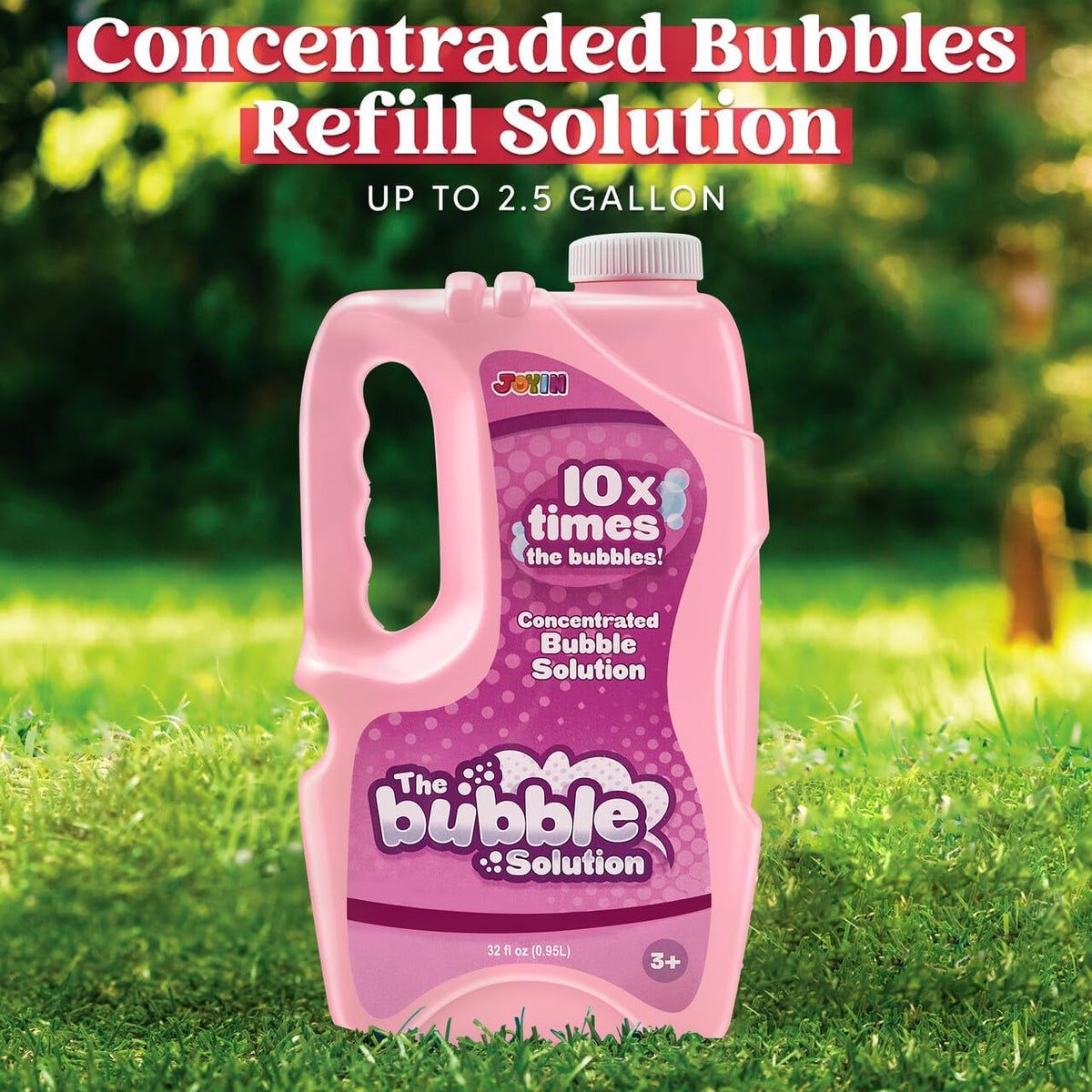 JOYIN 32 oz Bubble Solution Refills (Close to 1L/ 2.5 Gallon), Concentrated Solution for Bubble