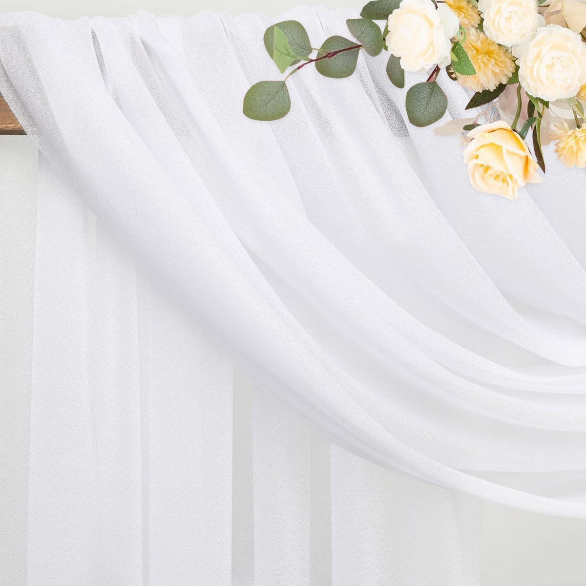 Wokceer Wedding Arch Draping Fabric 4 Panels 28.7" x 20FT White Sheer Fabric Backdrop Arch Draping