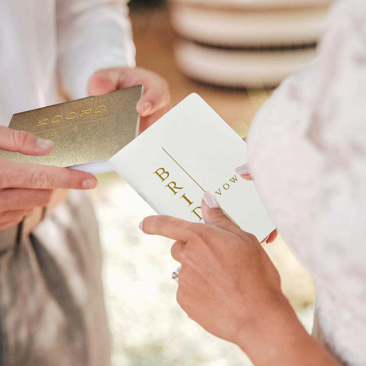 Vow Books His and Hers Wedding Vow Books Bride and Groom with Soft Touch Gold Foil Engraving