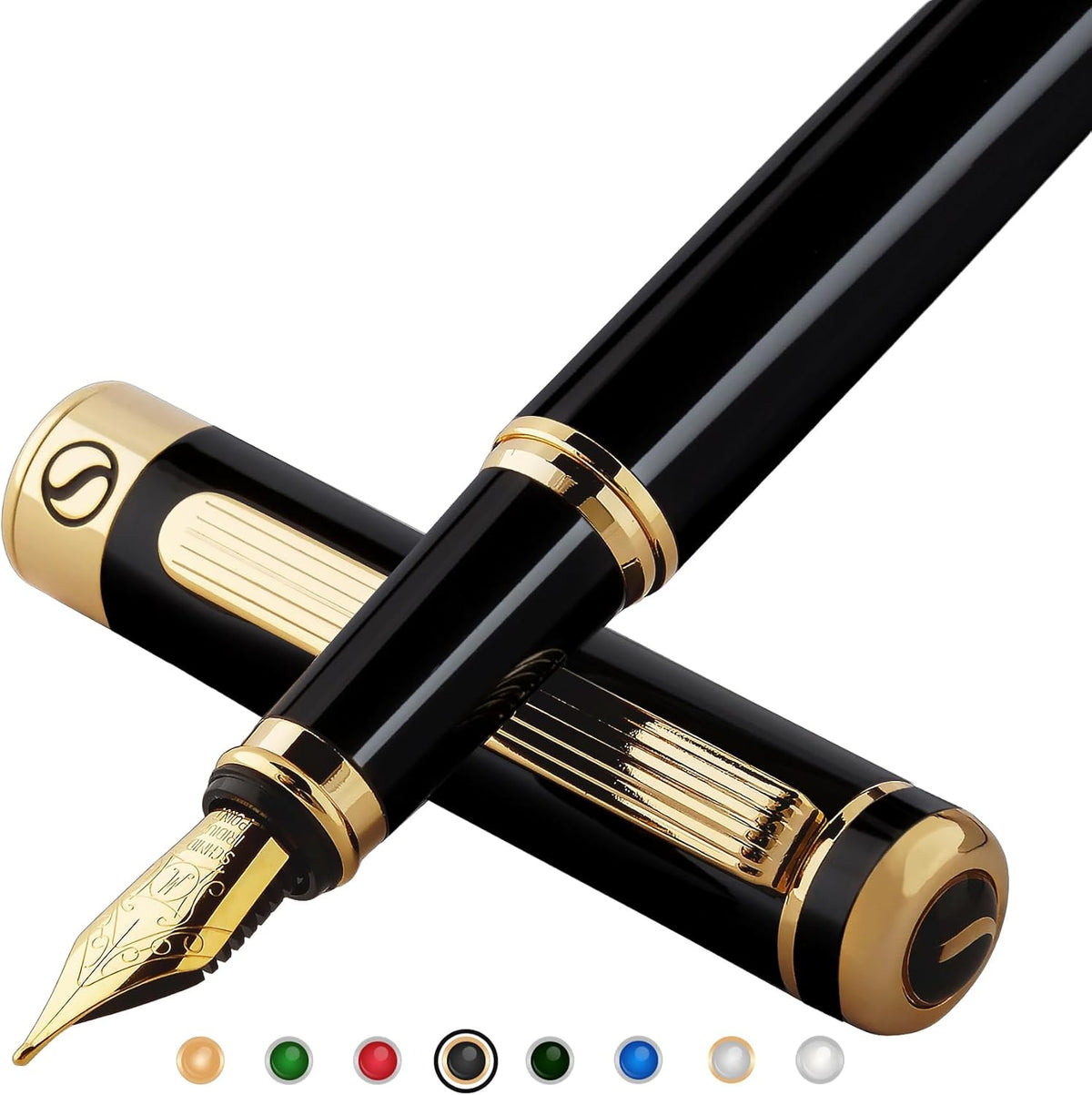 Scriveiner Luxury Fountain Pen - Stunning Luxury Pen, Real Gold Finish, Schmidt Gilded Nib