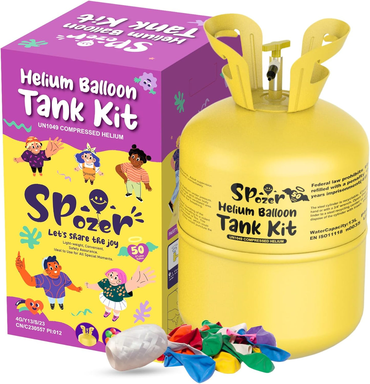13L Portable Helium Tank for Balloons at Home, Up to 50 Latex Balloons, Helium Balloon Pump Kit