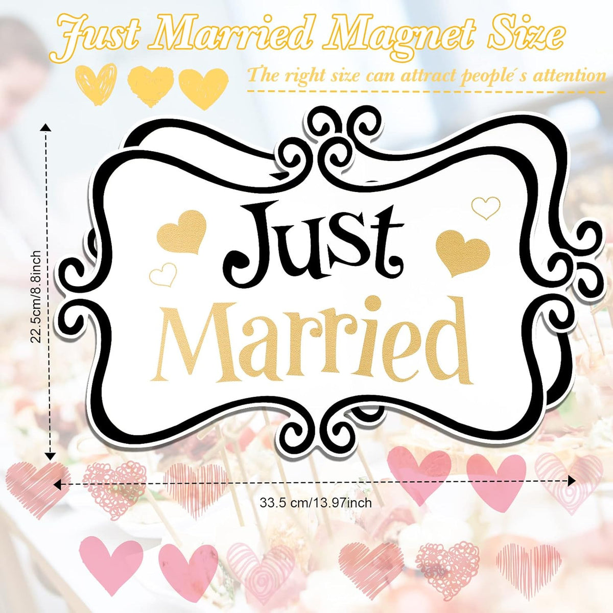 2 Pcs Large Just Married Car Decorations Just Married Car Magnets Sign Decoration 13.9 x 8.8 Inch