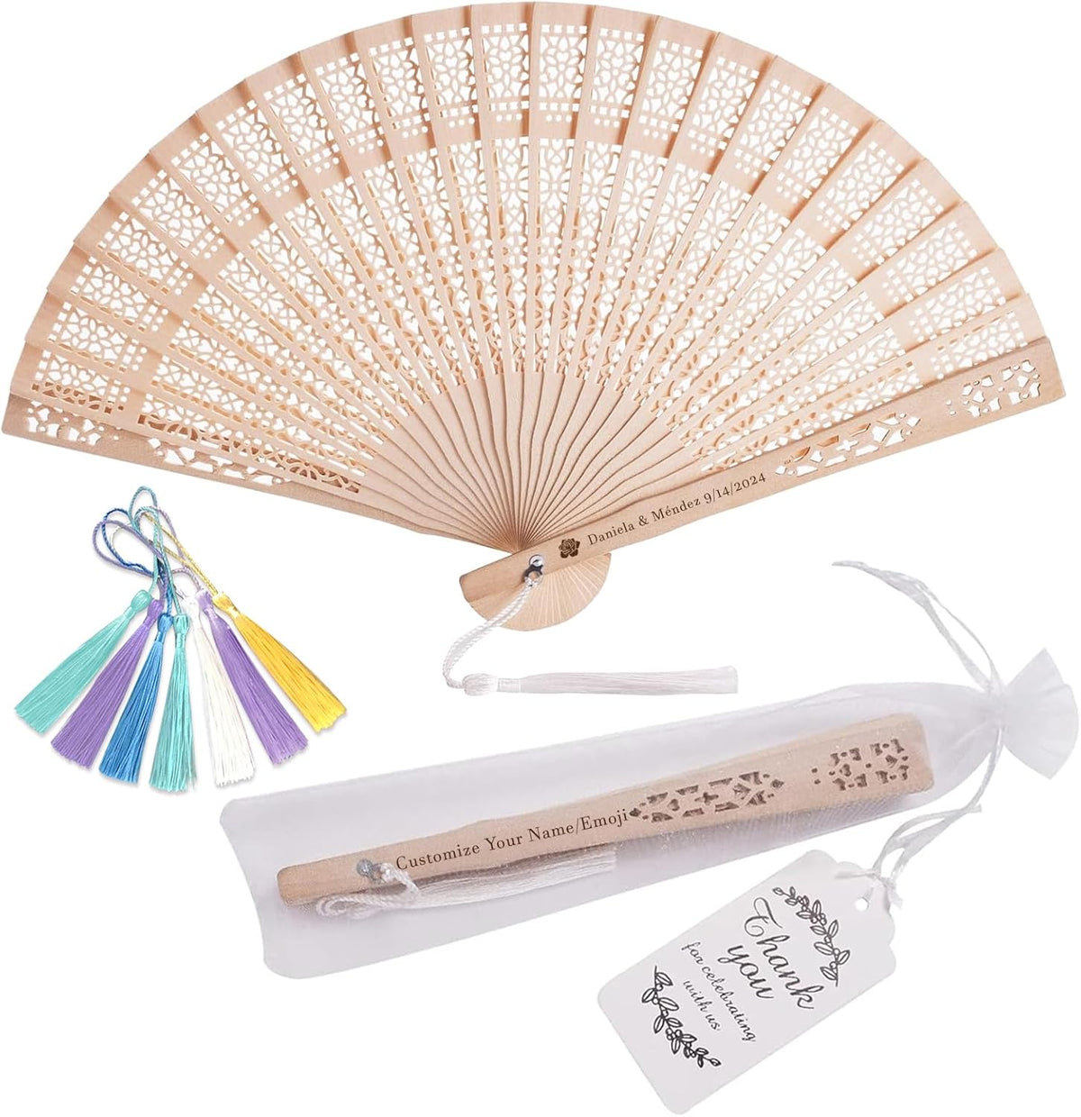 100Pcs Custom Wedding Fans for Guests Bulk – Personalized Hand Fans with Text or Logo for Wedding