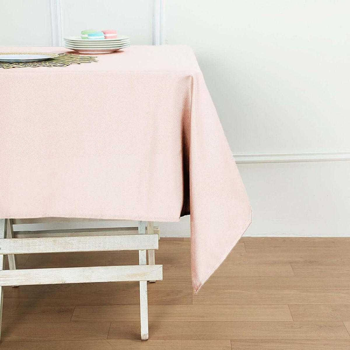 Efavormart 54x54 Blush Wholesale Linens Seamless Polyester Square Linen Tablecloth for Wedding