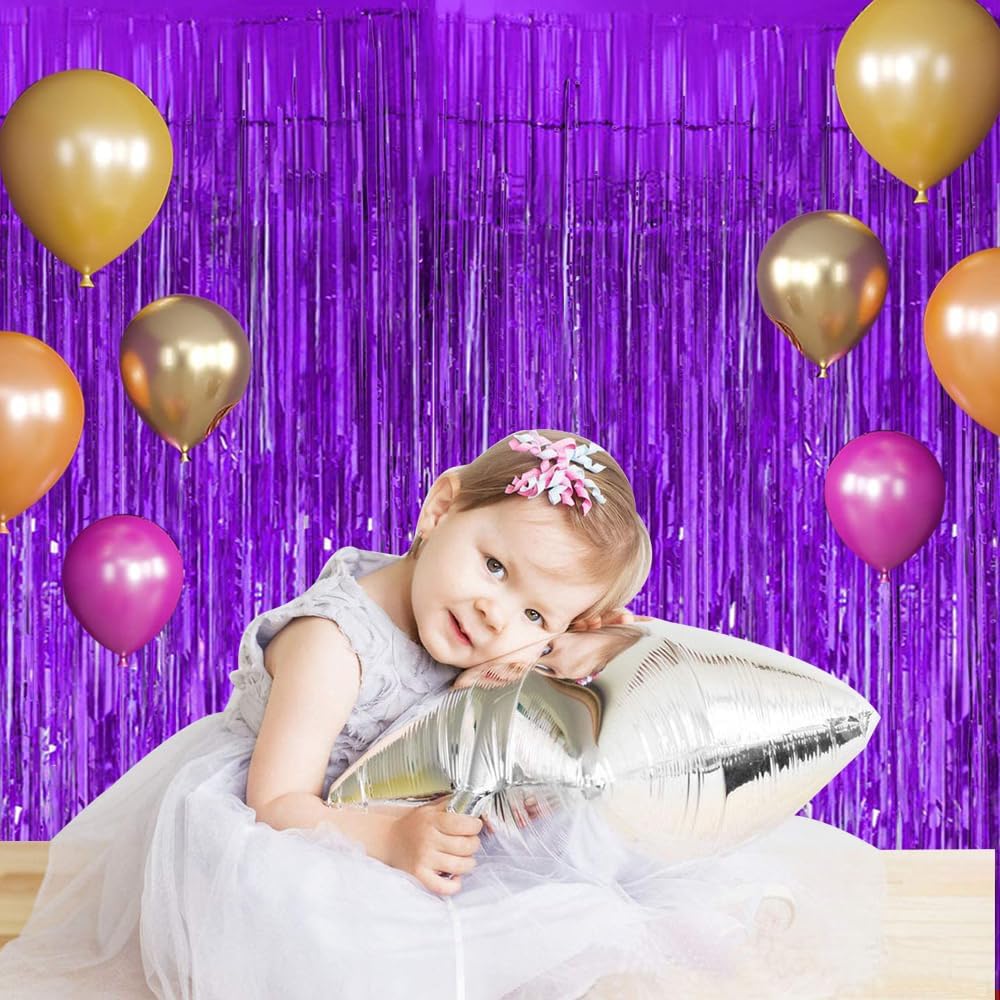 BEISHIDA 2 Pcs Light Purple Violet Door Streamers Tinsel Curtain Party Streamers Backdrop Fringe