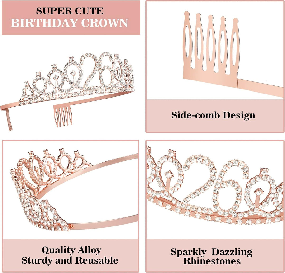 26th Birthday Sash and Tiara for Women Including Rhinestone Crown, Fabulous Sash, Candles and Cake