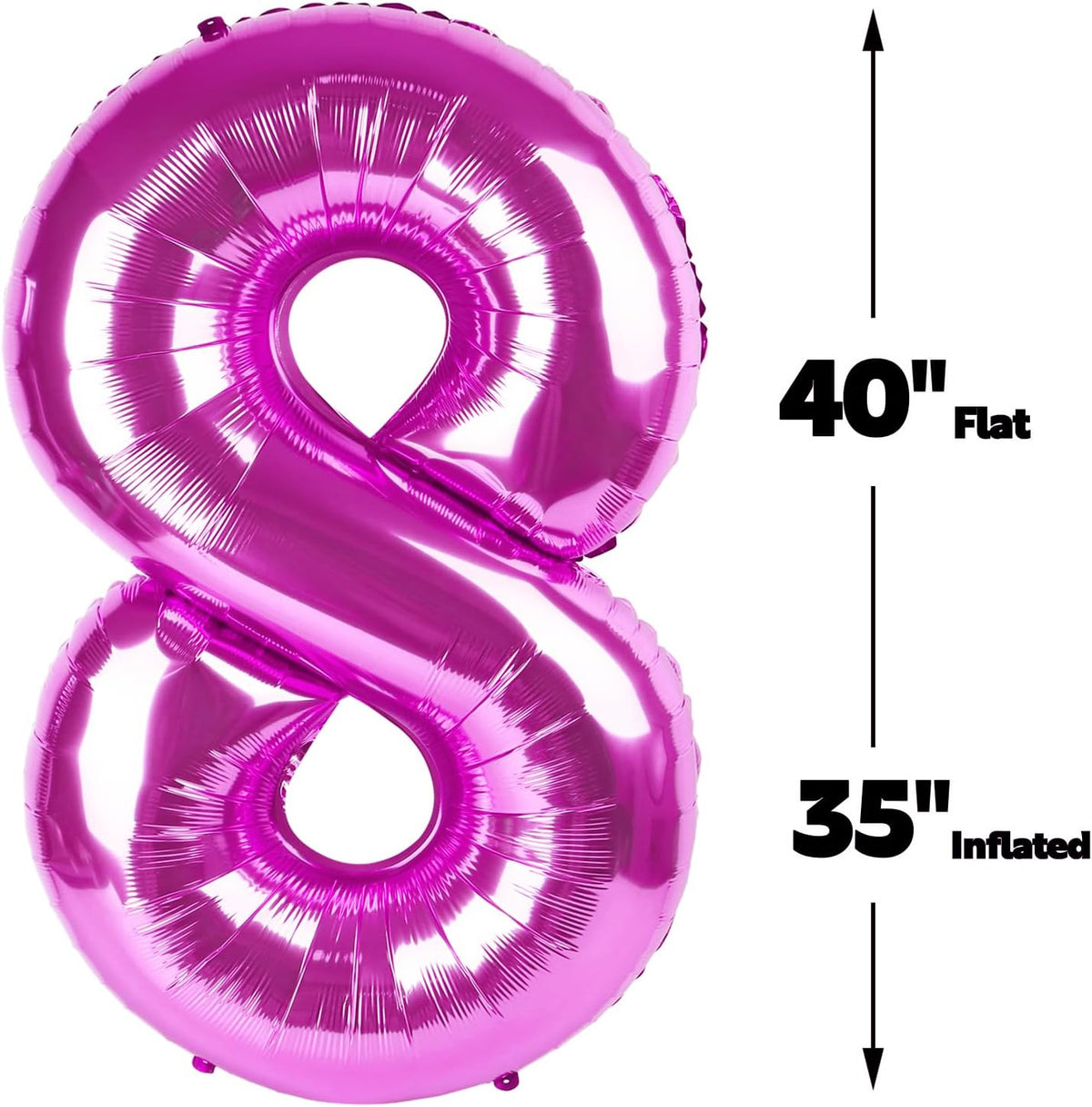 Helium Foil Rosy Purple Number 8 Balloon 40 Inch, Mylar Eight Numbers 8 18 28 38 48 58 80 88