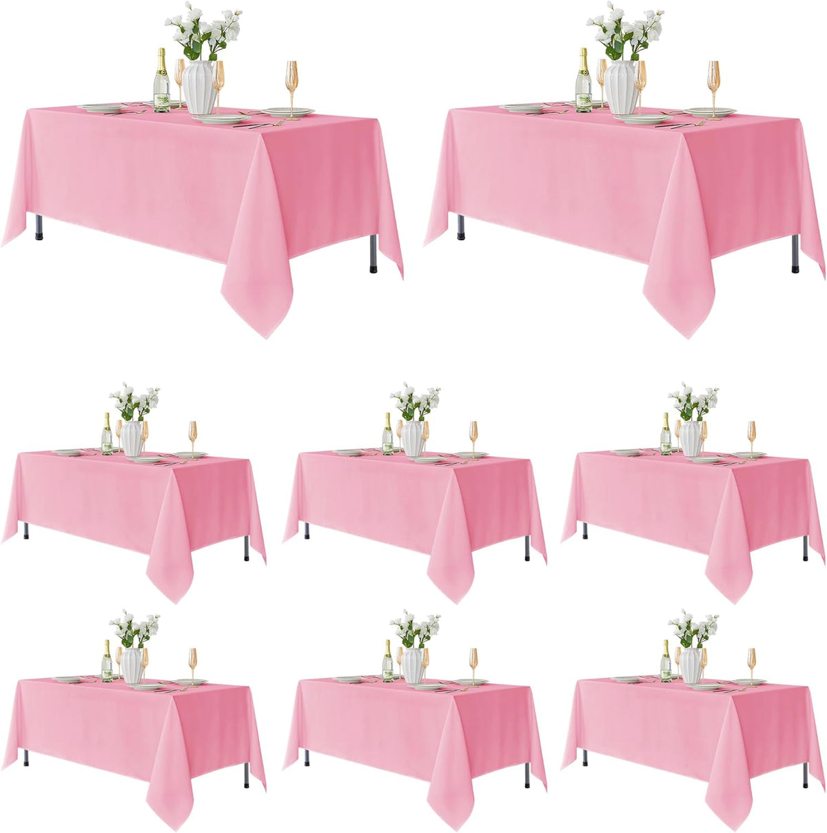 Fitable 8 Pack Rectangle Tablecloths: Stain Resistant Wrinkle Free Fabric Table Clothes, Washable