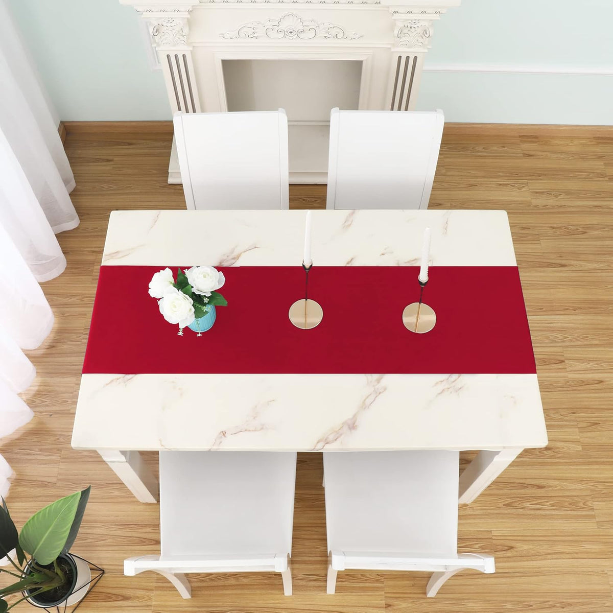 DUALIFE 2 Pack Table Runner 14 x 72 Inch Long Table Cloth Table Runners for Wedding Engagement