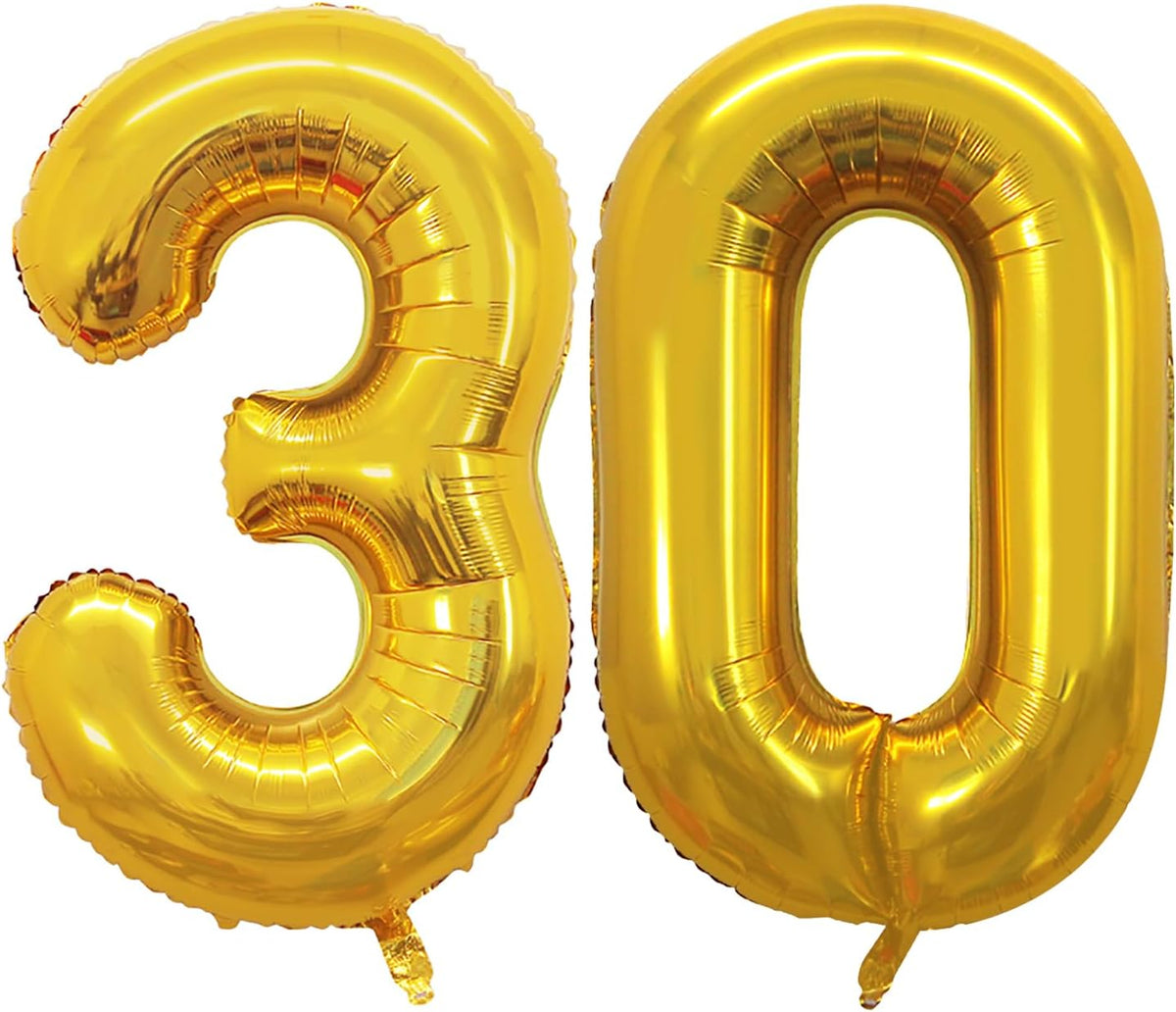 GOER Number 30 Balloons for 30th Birthday Party Decorations,42 Inch Jumbo Foil Helium Balloons for