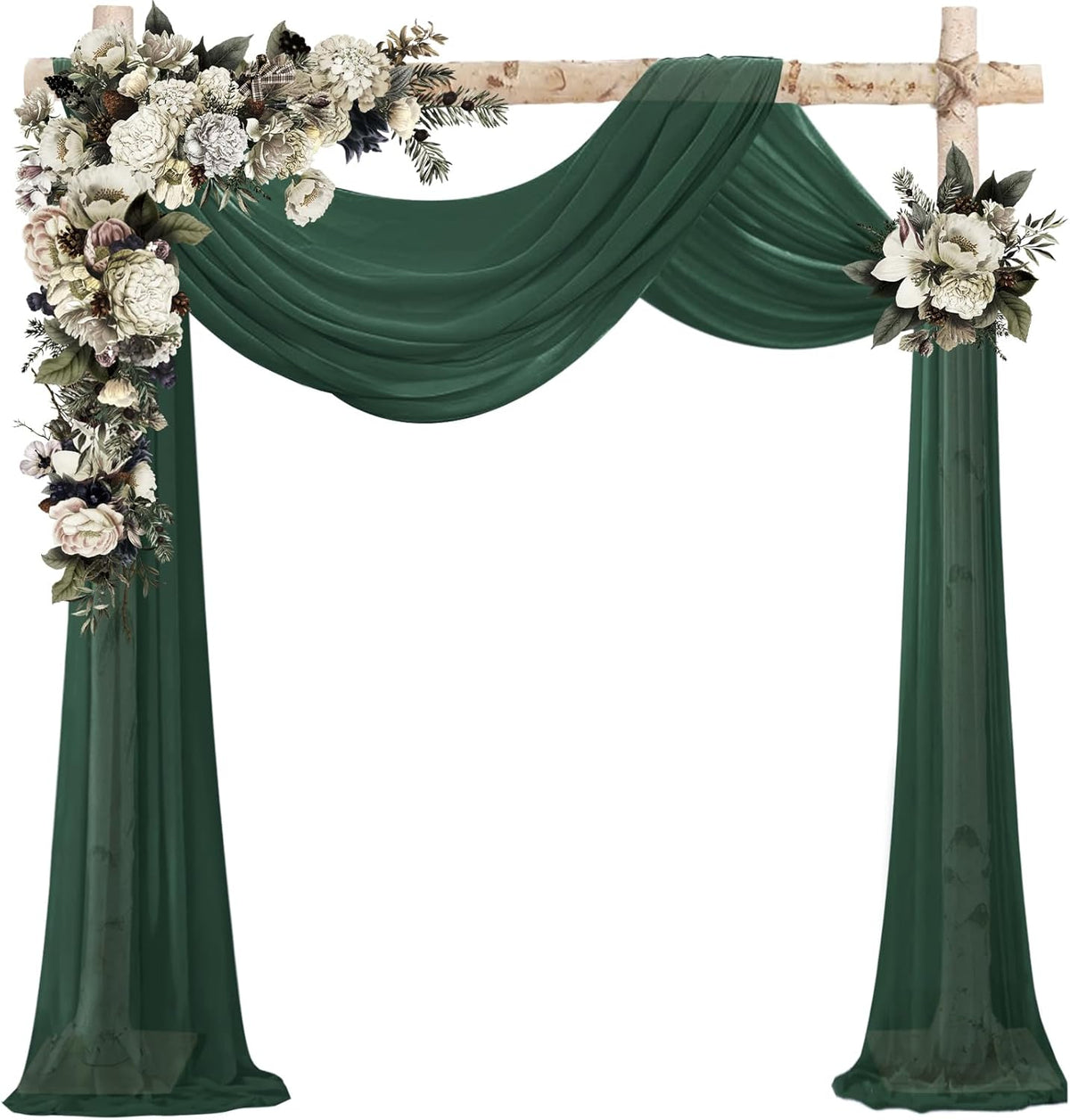 VOK Dark Green Wedding Arch Draping Fabric Chiffon Fabric, 29in x 18Ft Sheer Chiffon Outdoor
