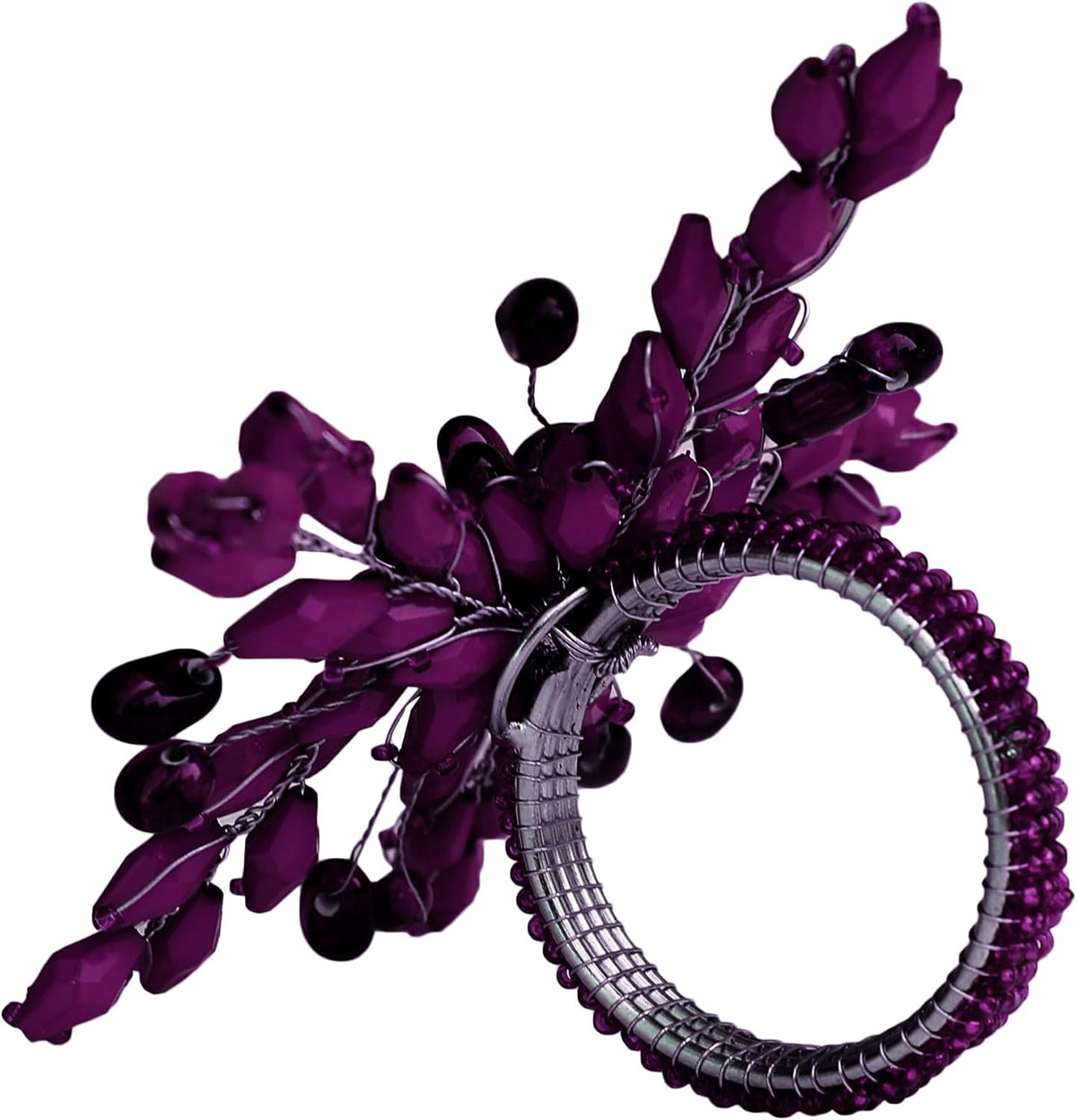 Napkin Rings Set of 12 for Dining Table Decoration Parties Everyday Metal Napkin Holder Leaf Purple