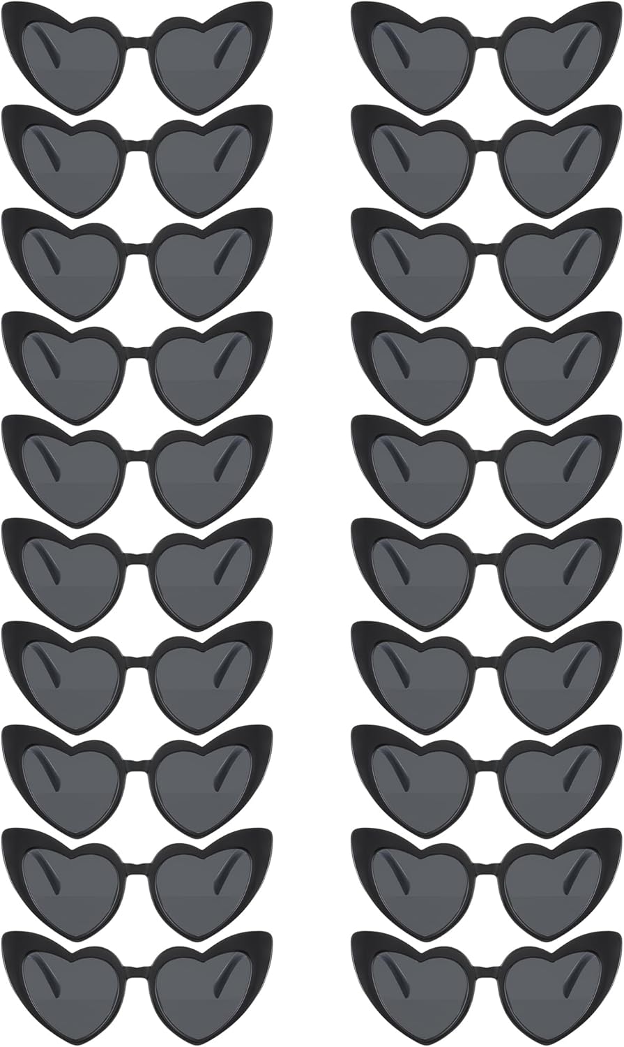 Flutesan 20 Pairs Retro Heart Sunglasses Vintage Cat Eye Heart Glasses Women Bachelorette Bride