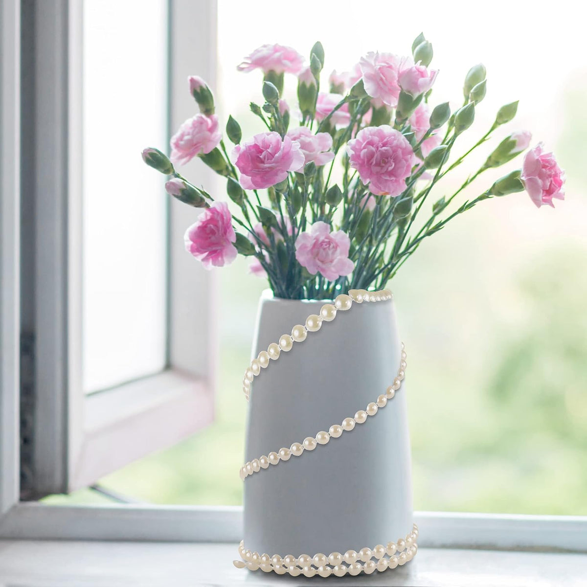 10mm Pearl Garland Half-Round 11 Yards Flat Craft Pearls Bead String Roll Strand for Wedding Party