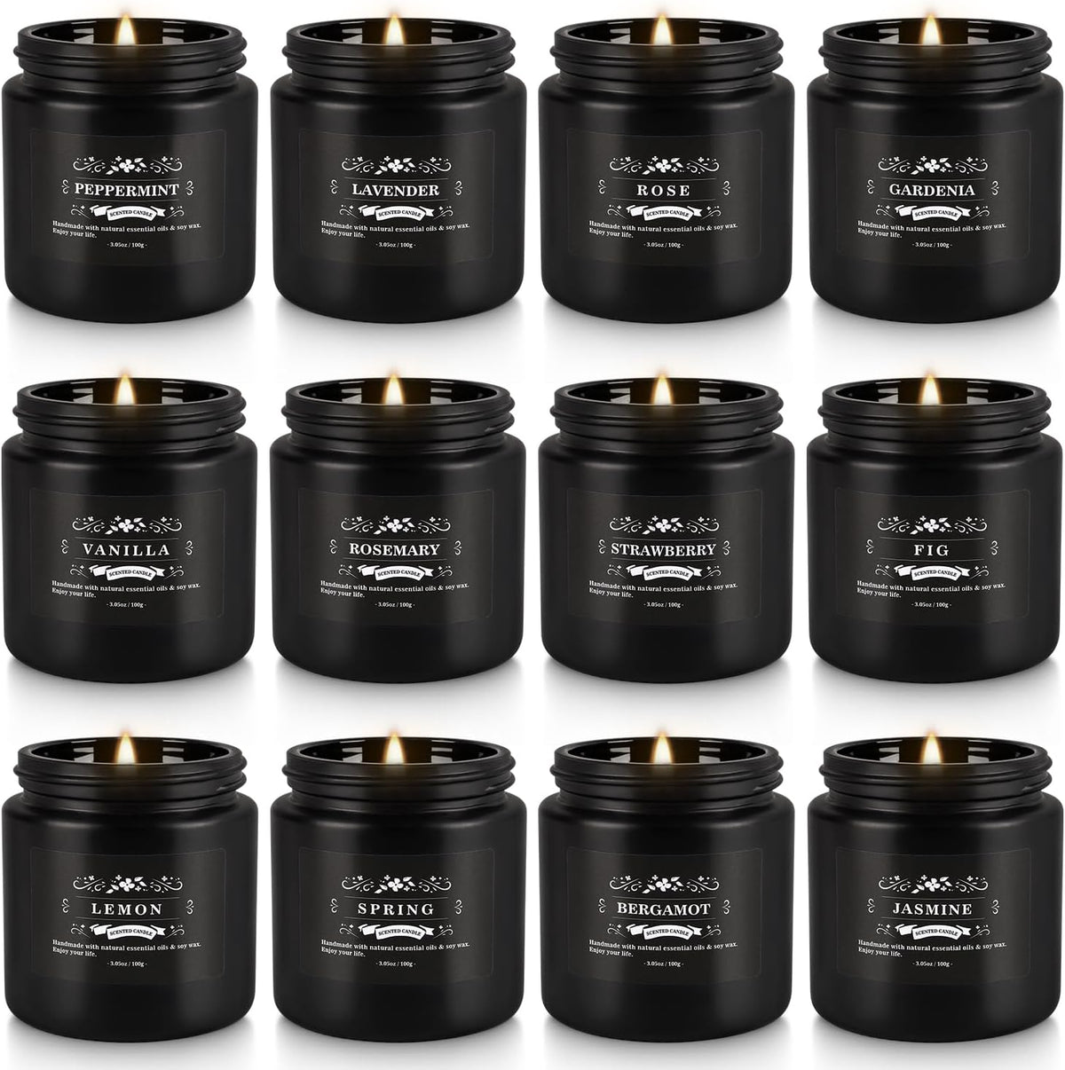 12 Pcs Halloween Scented Candles with Added Natural Essential Oils, 3.05oz, Suitable for Various