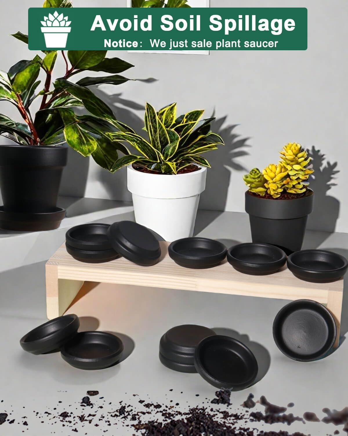 vensovo 2 Inch Black Terracotta Plant Saucer Pots Tray - 12 pcs Mini Planter Saucers for Indoor &