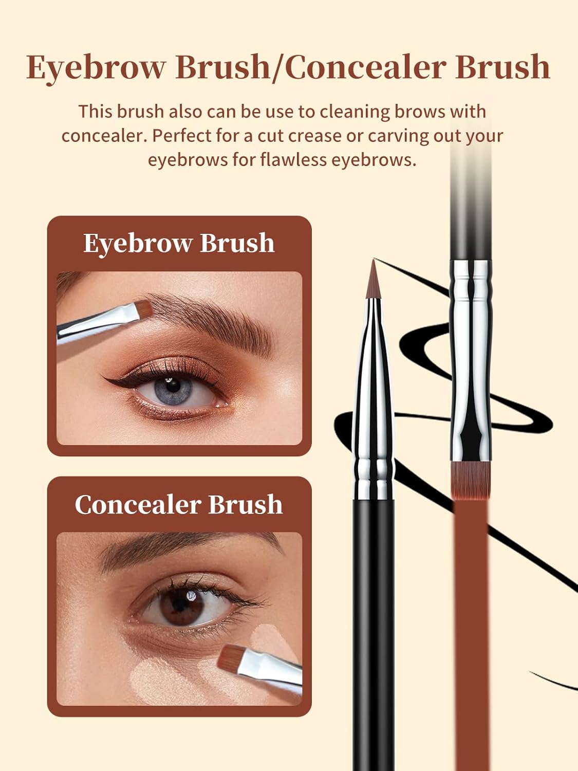 EIGSHOW Flat Eyeliner Brush, Professional Precise Eyebrow Concealer Brush for Sharp Defined, Eye