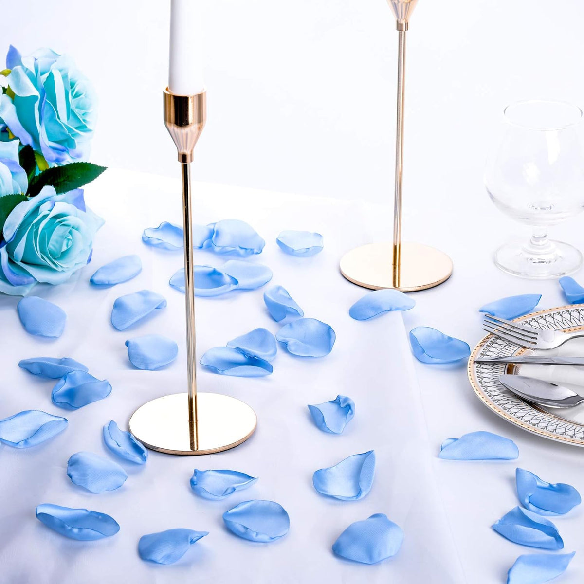 Artificial Silk Rose Petals 300pcs Blue Flower Petals for Wedding Flower Girl Romantic Night Table