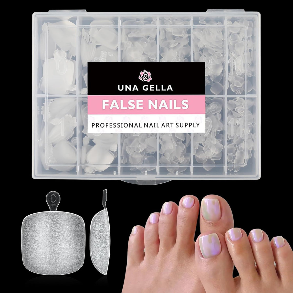 UNA GELLA Toe Nail Tips 504Pcs Short Square False Soft Gel Full Cover Fake Toe Nails Matte Toe