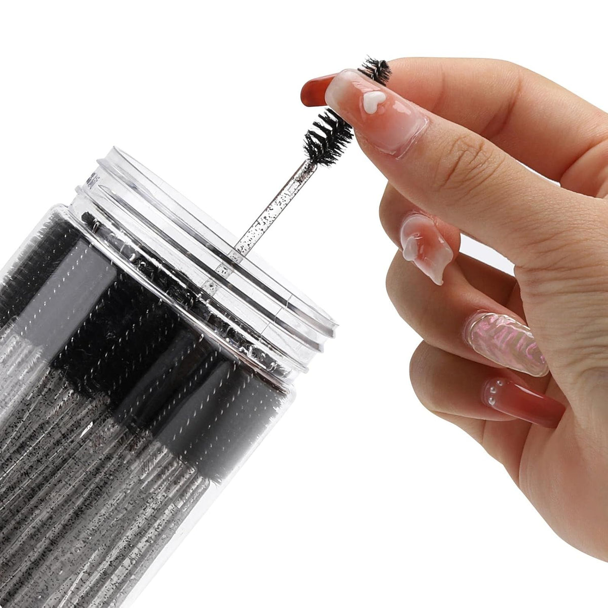 100 Pcs Disposable Mascara Wands, Crystal Eyebrow Spoolies Brush for Eyelash Extensions, Black Lash