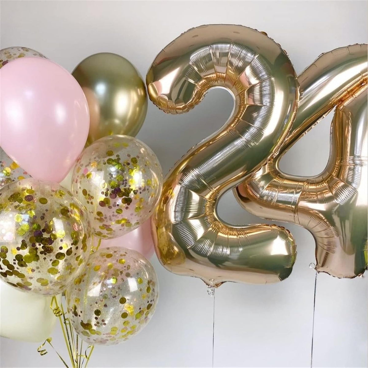 40" Balloon Number 0 Champagne Gold, Large Foil Number Balloons Set 0-9 for Girls Women, Light Gold