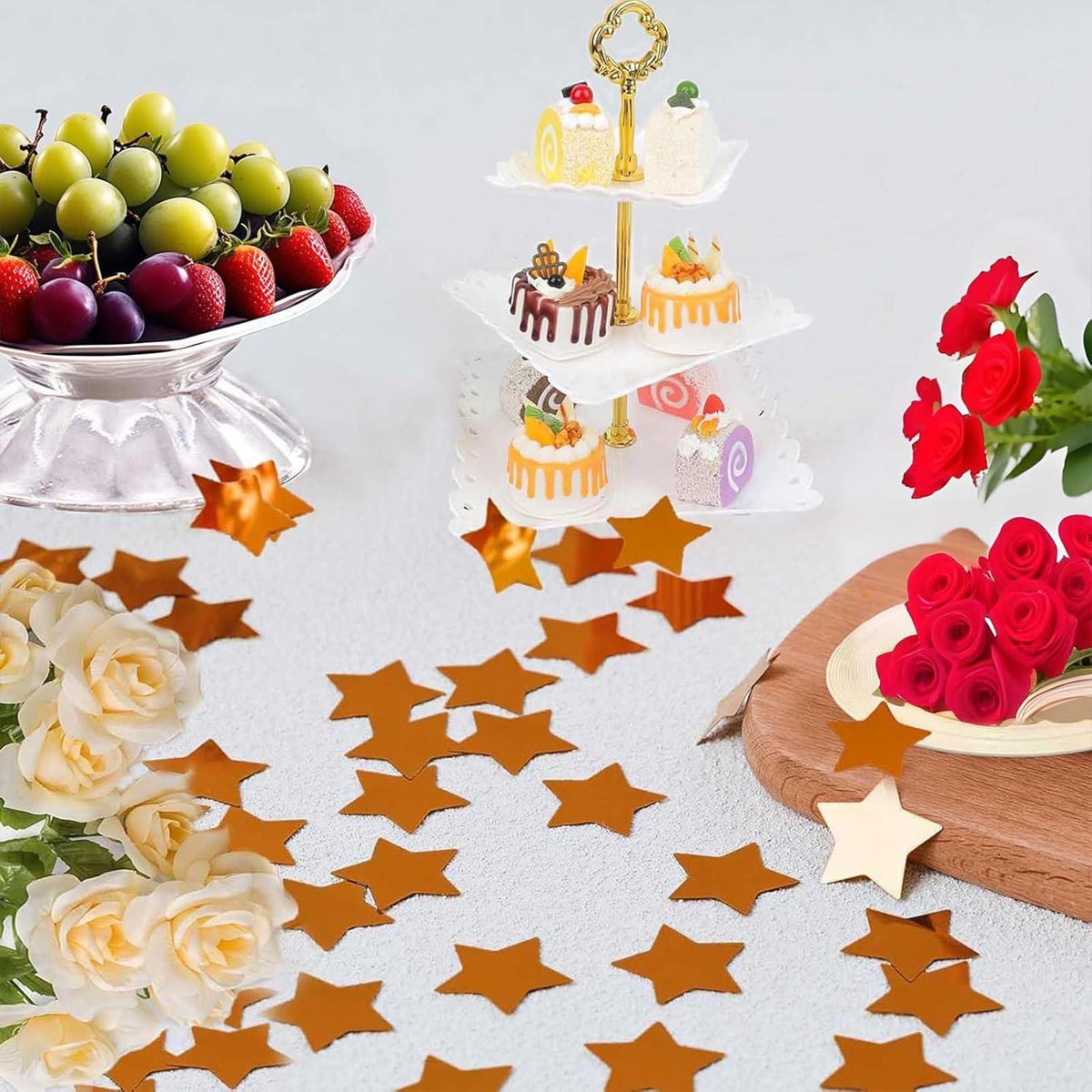 60g (2.11OZ) Orange Star Confetti - Ideal Stars Table Confetti for Party Decorations, Weddings, and
