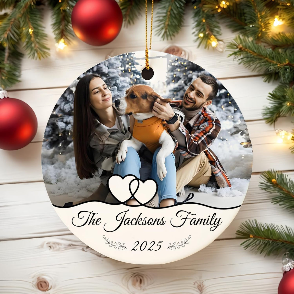 Personalized Family Ornaments for Christmas, Custom Ceramic Christmas Ornaments with Photo and