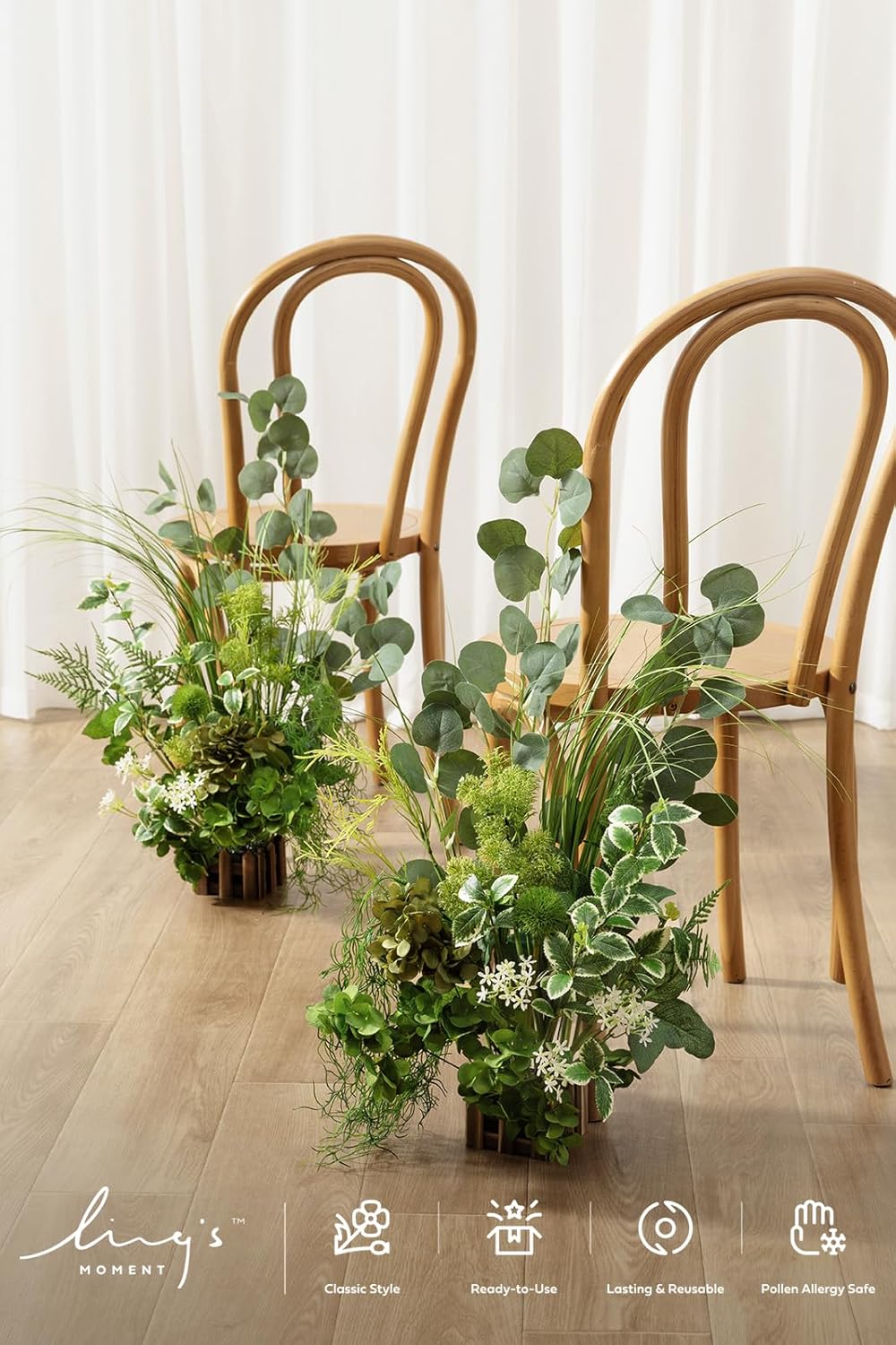 Ling's moment 17.5" Tall Free-Standing Artificial Flowers Arrangements 4 pcs Wedding Aisle Runner