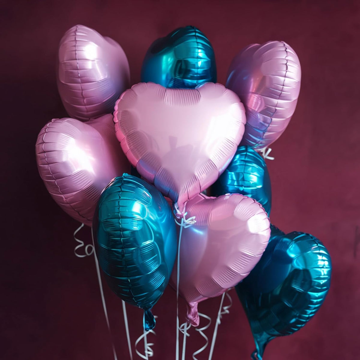 Pink Blue Heart Balloons, 18 Inch Baby Pink and Blue Heart Shape Balloon, 12PCS Large Light Blue