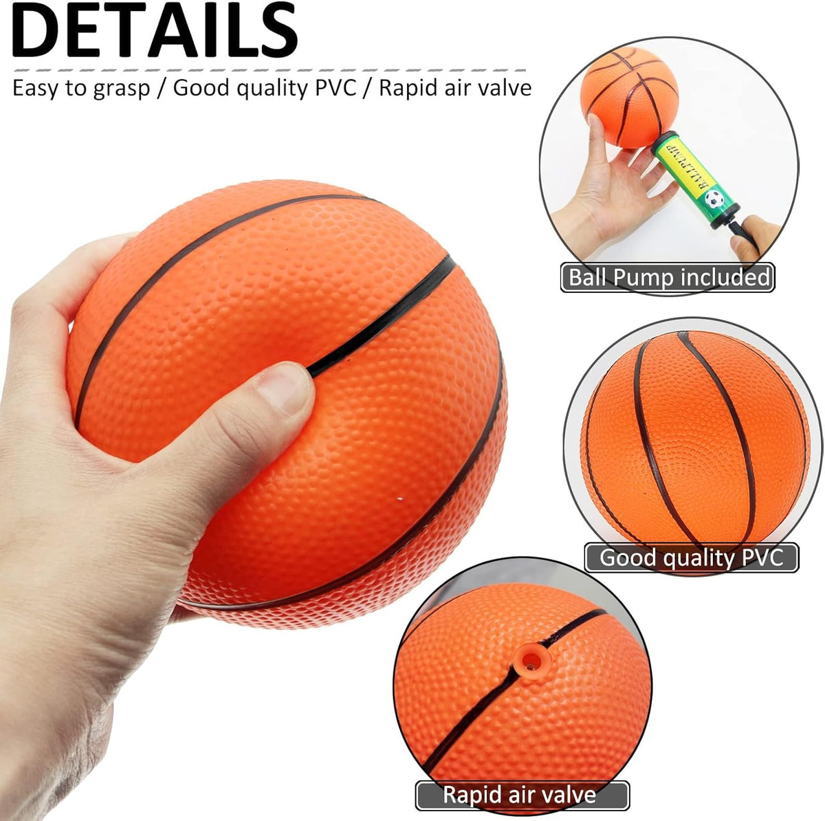 18 Pcs 5" Mini Basketball Set with Pump, PVC Small Basketball for Over The Door Hoop Games, Party