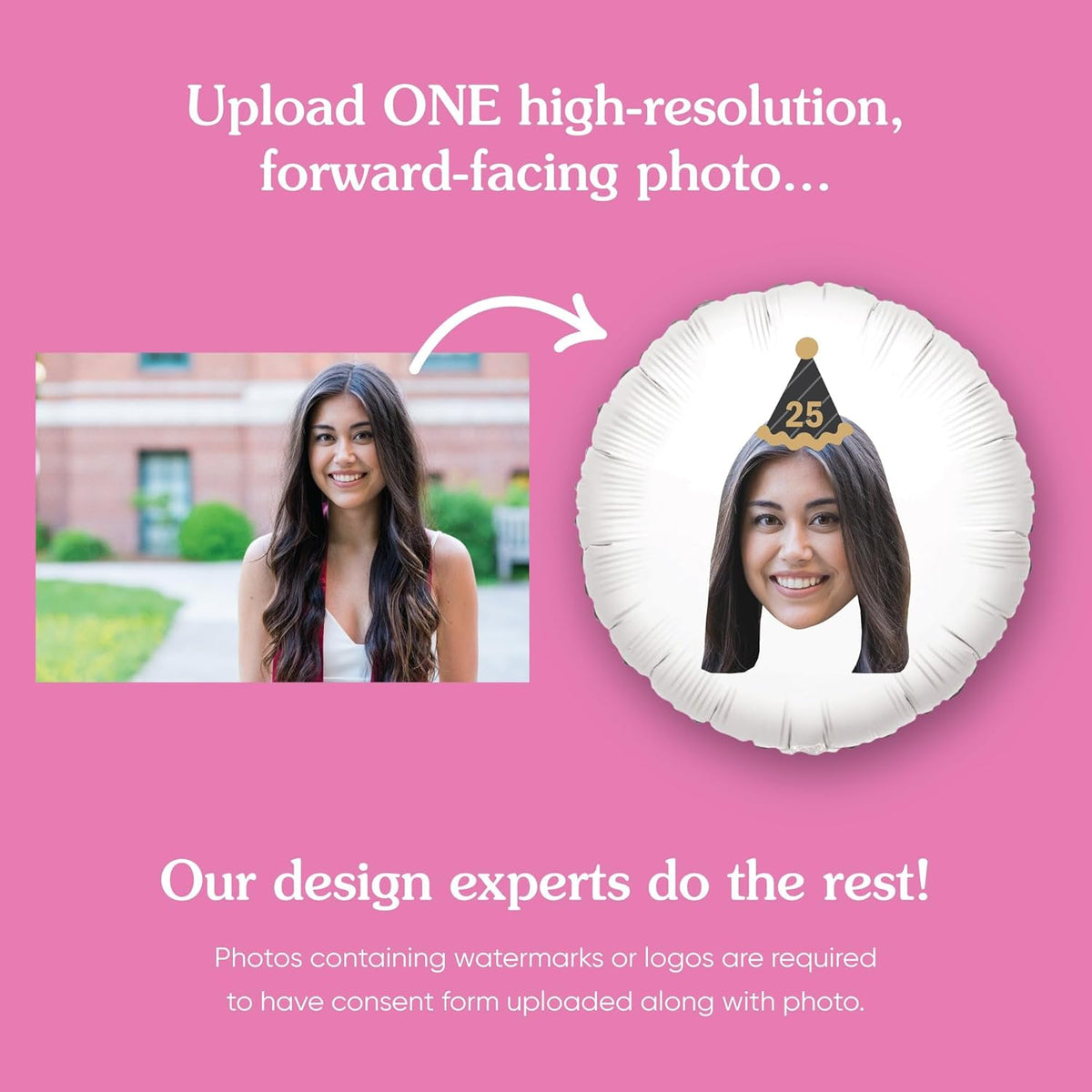 Big Dot of Happiness Personalized Adult Happy Birthday Black & Gold Cone Hat Fun Face Photo