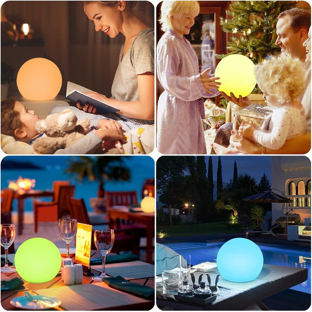 LED Glowing Ball Light, 8-in RGB Color Changing LED Orb Night Light Mood Lamp for Kid, 16 Colors 4