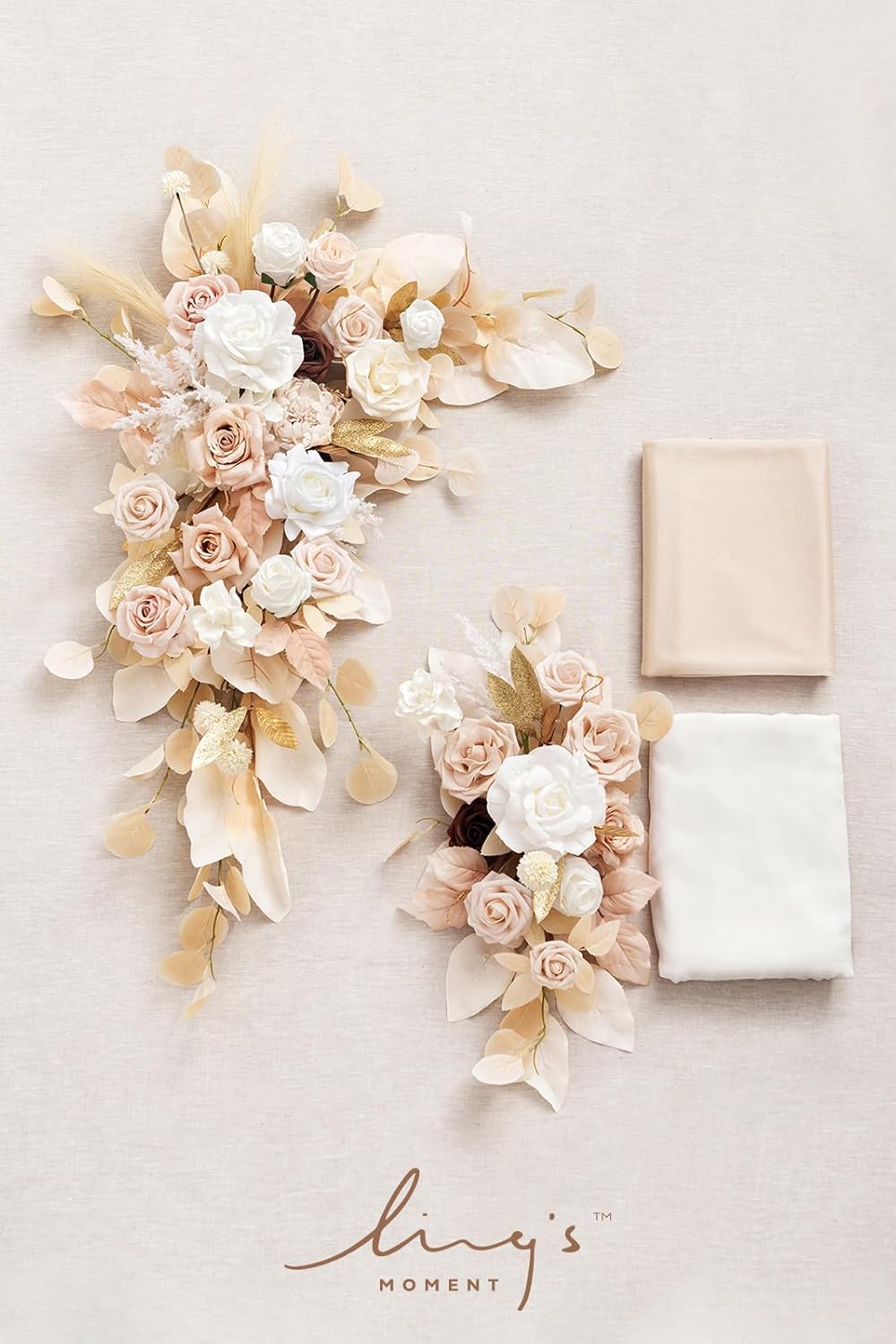 Ling's moment Spring Wedding Arch Flowers Kit Pack of 4, 2pcs Hanging Flower Arrangement 2pcs