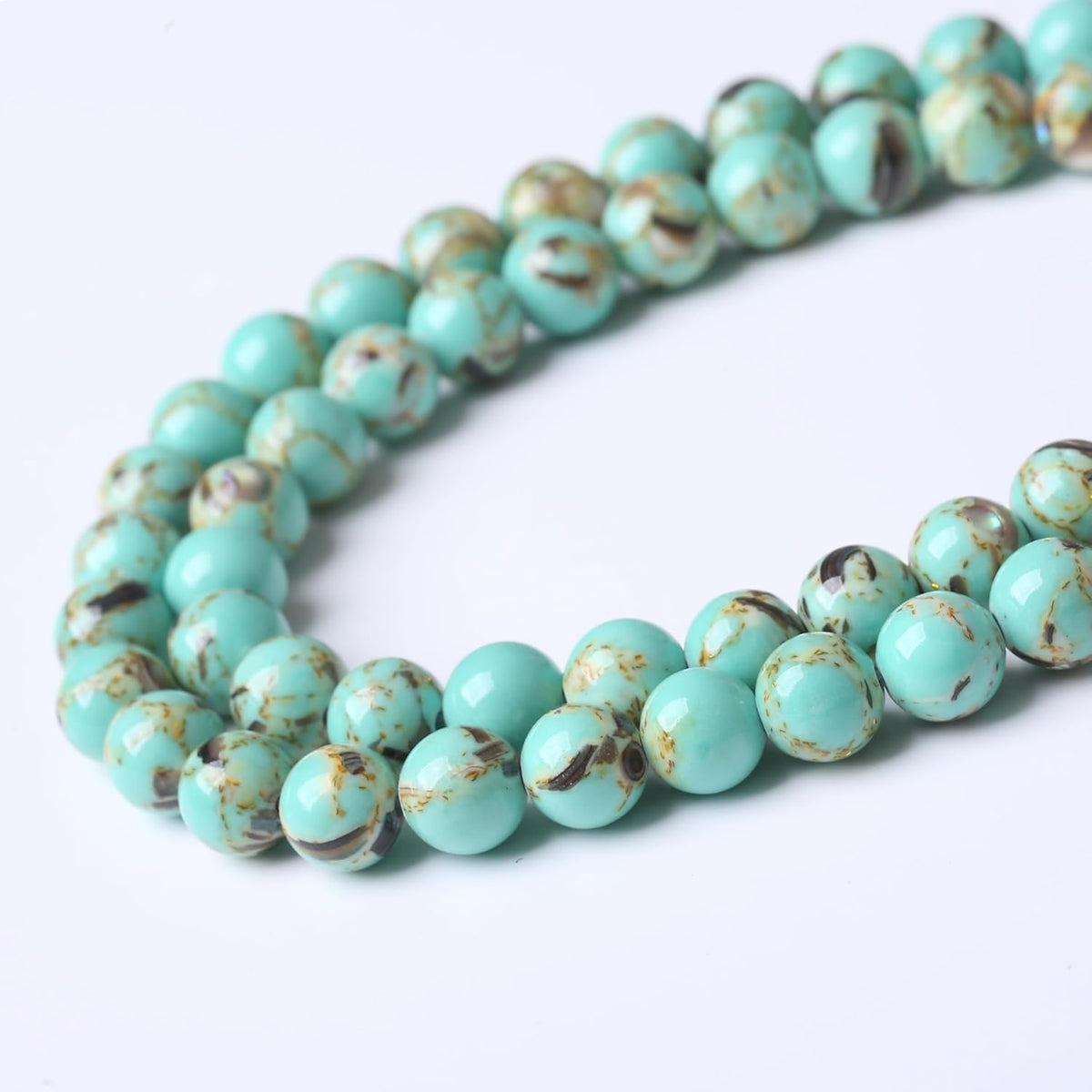 Gold Wire Turquoisee Stone Beads Gemstone Round Crystal Energy Jade Beads Stone Beads for Jewelry