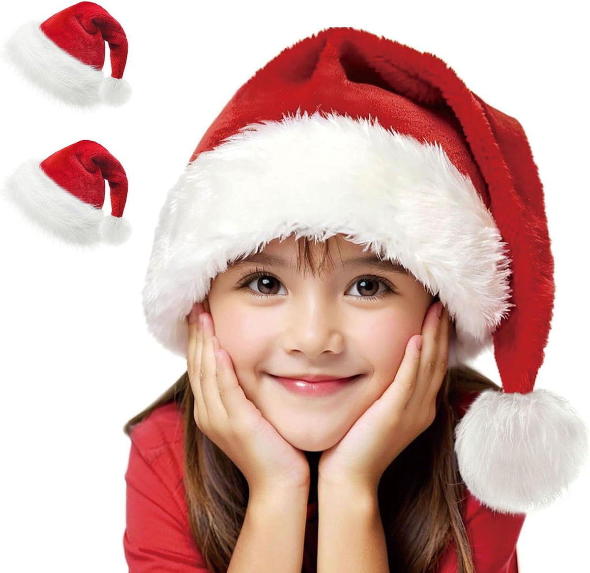 Christmas Hats, Santa Hat for Kids/Baby Unisex Warm Comfort Red Velvet Holiday Xmas Hat for New