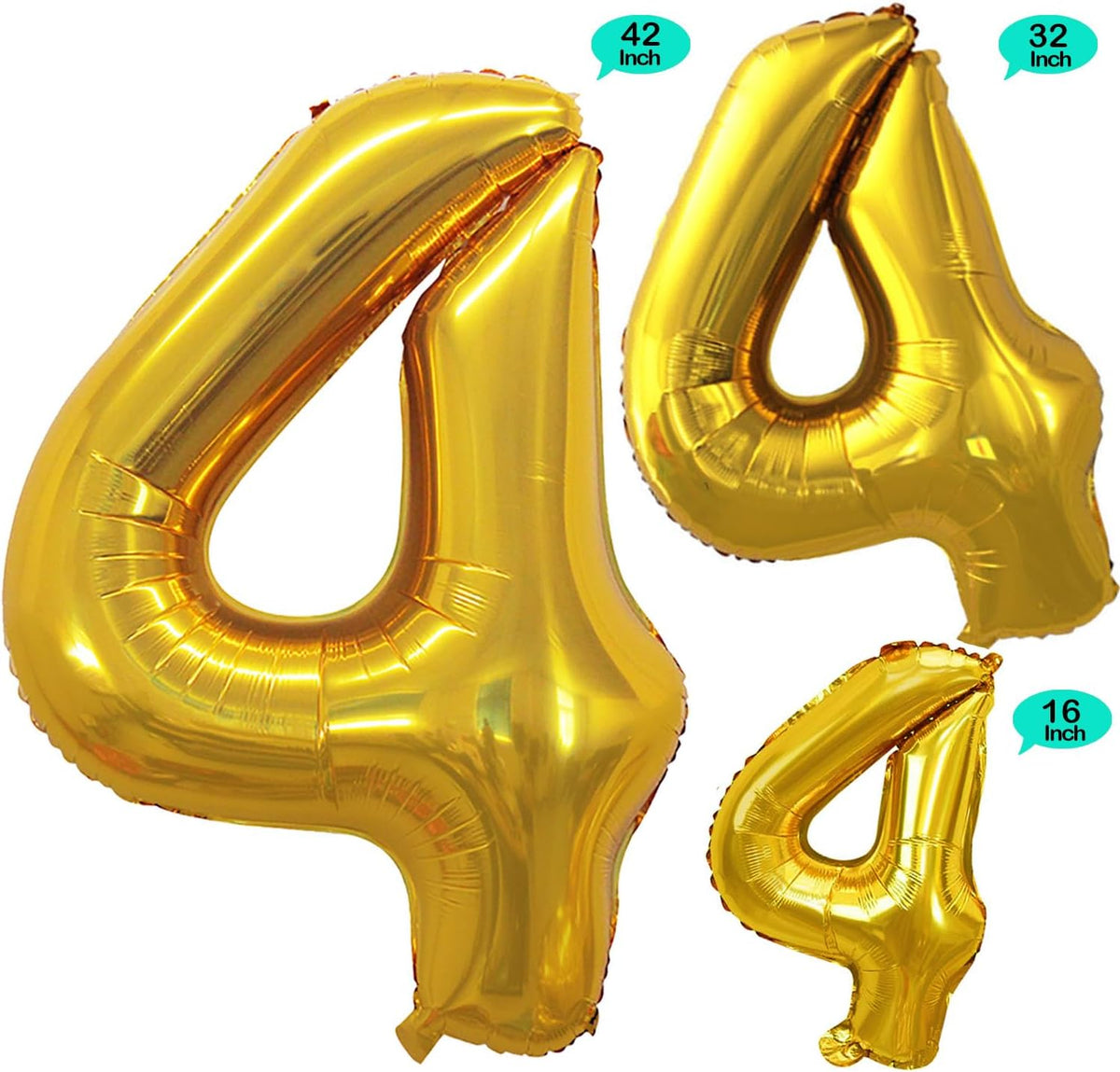 GOER Gold Foil Balloons Number 4,Huge Number Balloons for 4th 44th Birthday Party Supplies