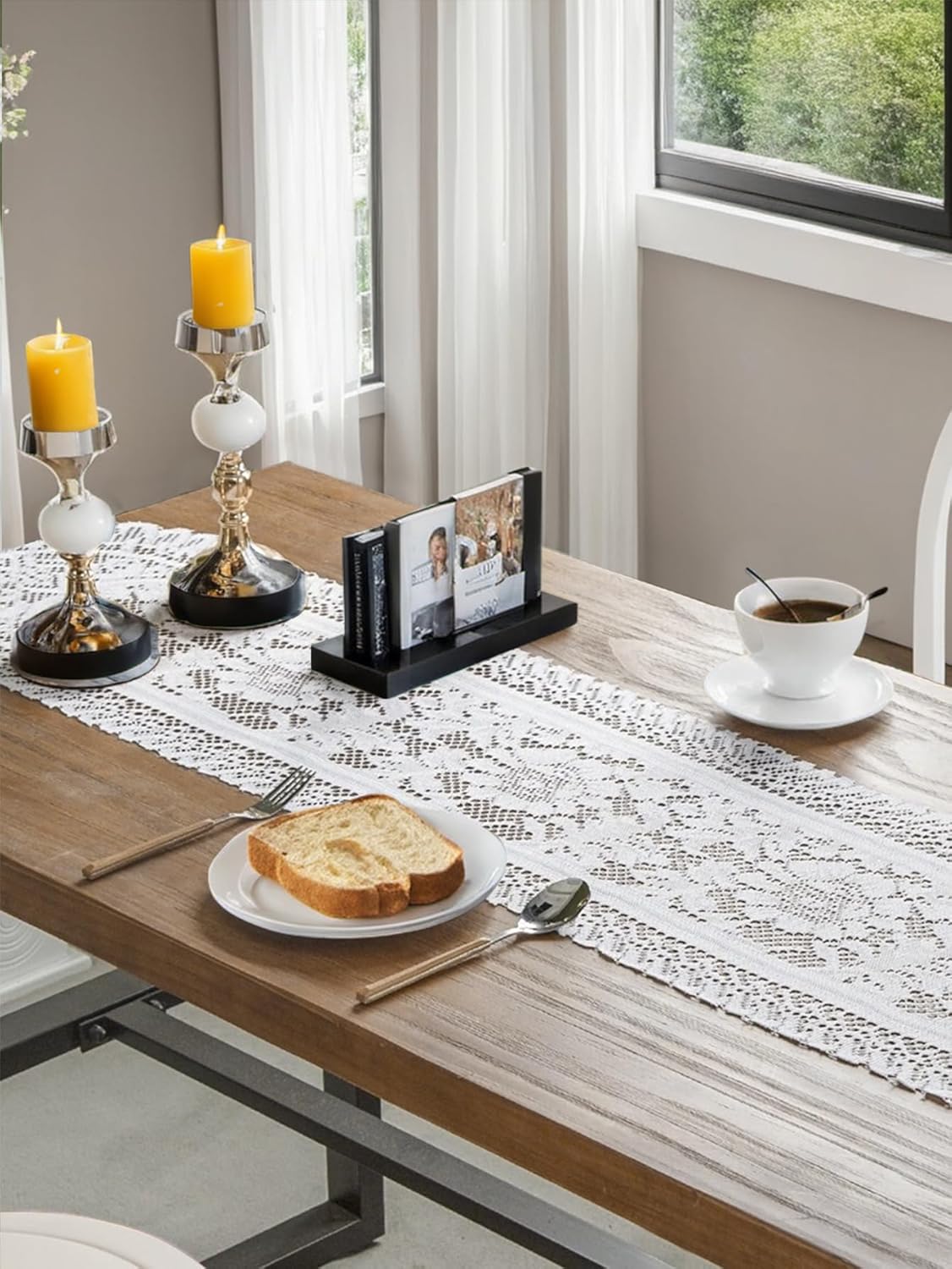 Jayla White Lace Table Runners, Elegant Vintage Lace Table Runner, Wedding Lace Decor with Floral