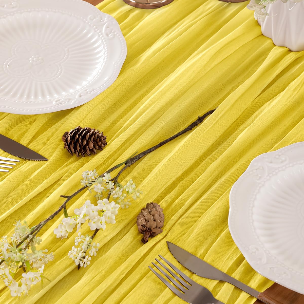 Yellow Table Runner Cheesecloth Table Runner 14FT Farmhouse Table Runners 160 Inches Fall Table