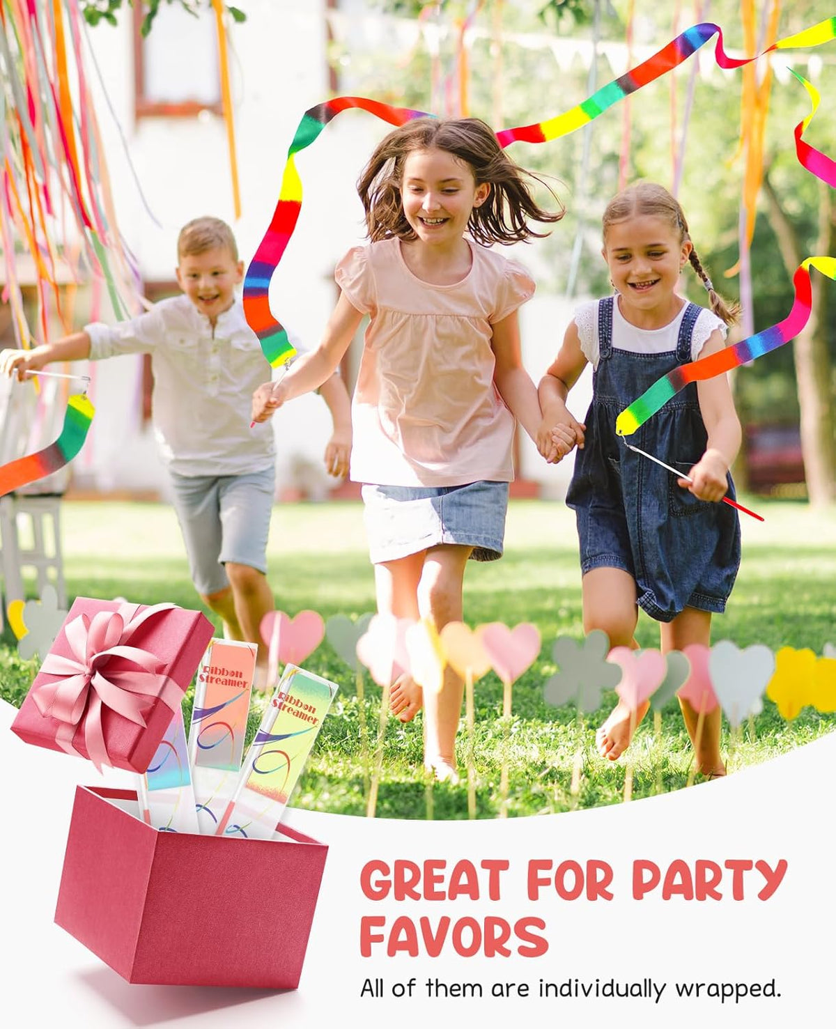 JoyCat 24 Pack Dance Ribbon Streamers,Rainbow Decorations,Goodie Bag Stuffers,Princess Party