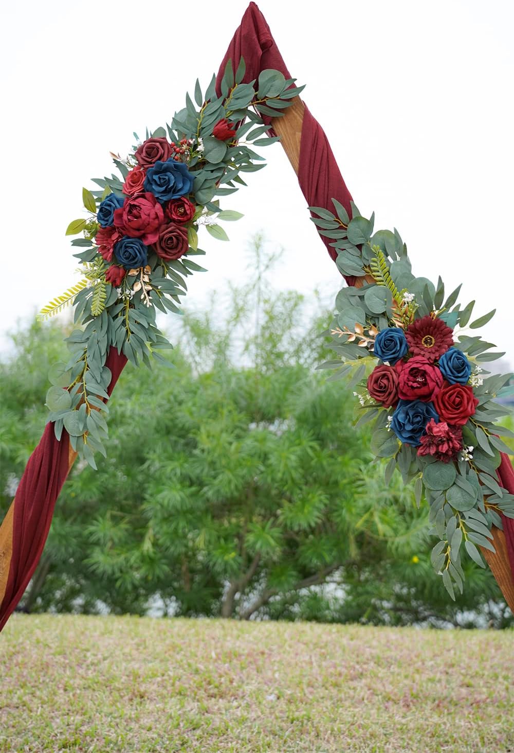 ponatia Wedding Arch Flowers (Pack of 2), Burgundy and Navy Flowers Wedding Decorations for Wedding