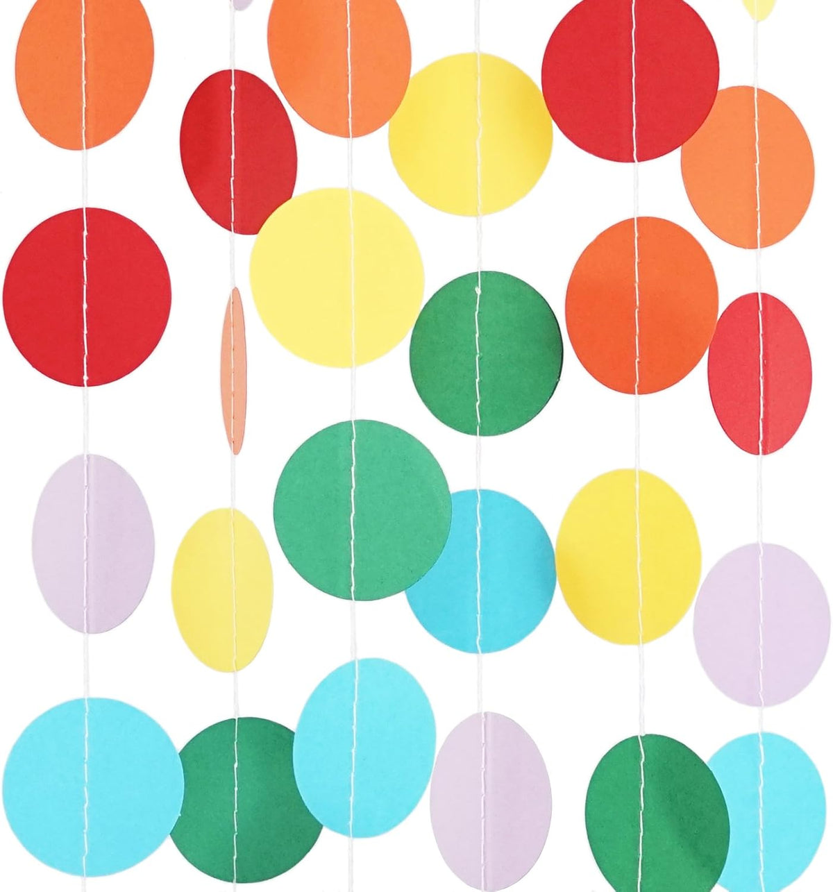 Circle Dots Paper Party Garland Streamer Backdrop (4-Pack, 10 Feet Per Garland, 40 Feet Total)