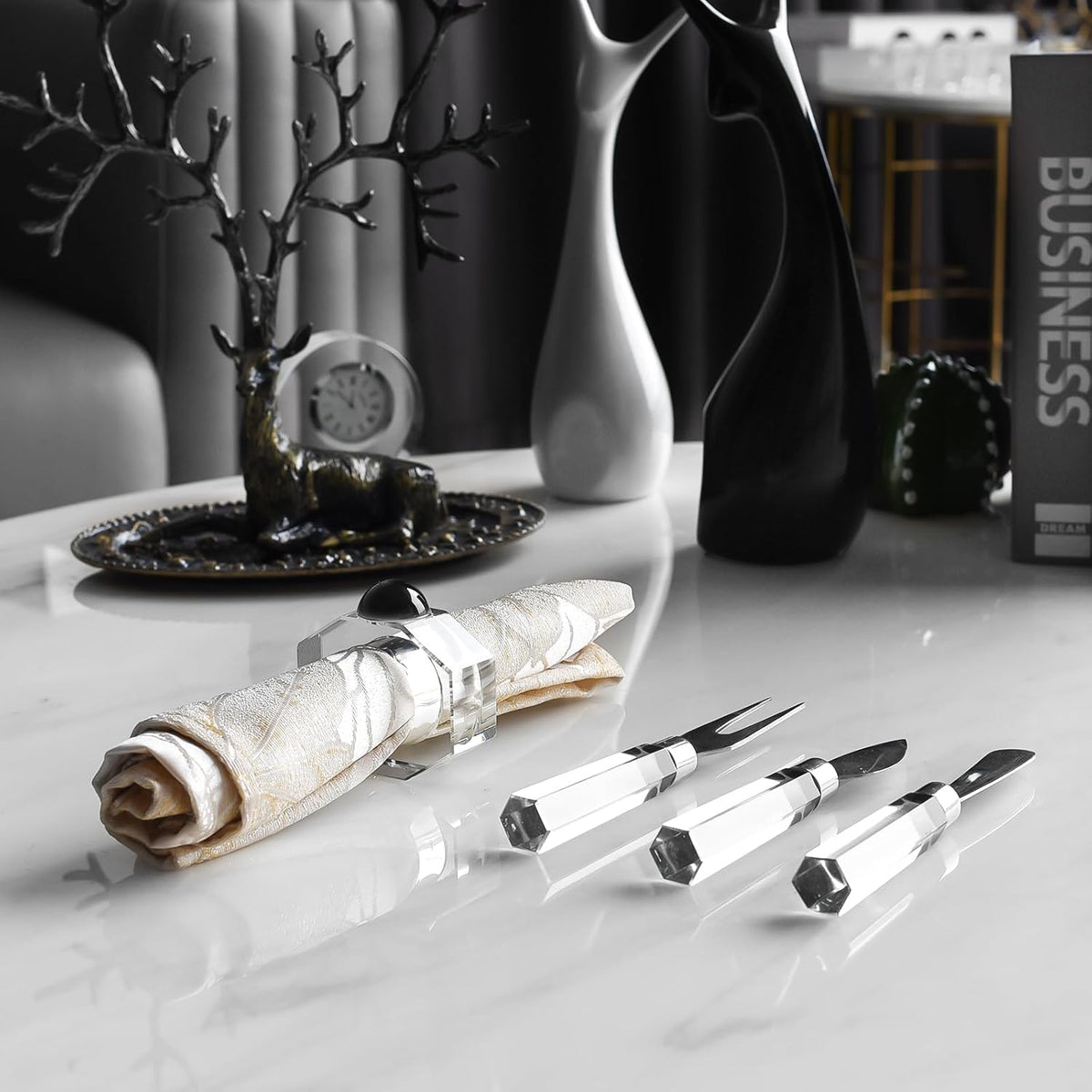 Crystal Napkin Rings Holder Silver Diamond Napkin Rings Pack of 6 Pieces,Hotel Restaurant Wedding