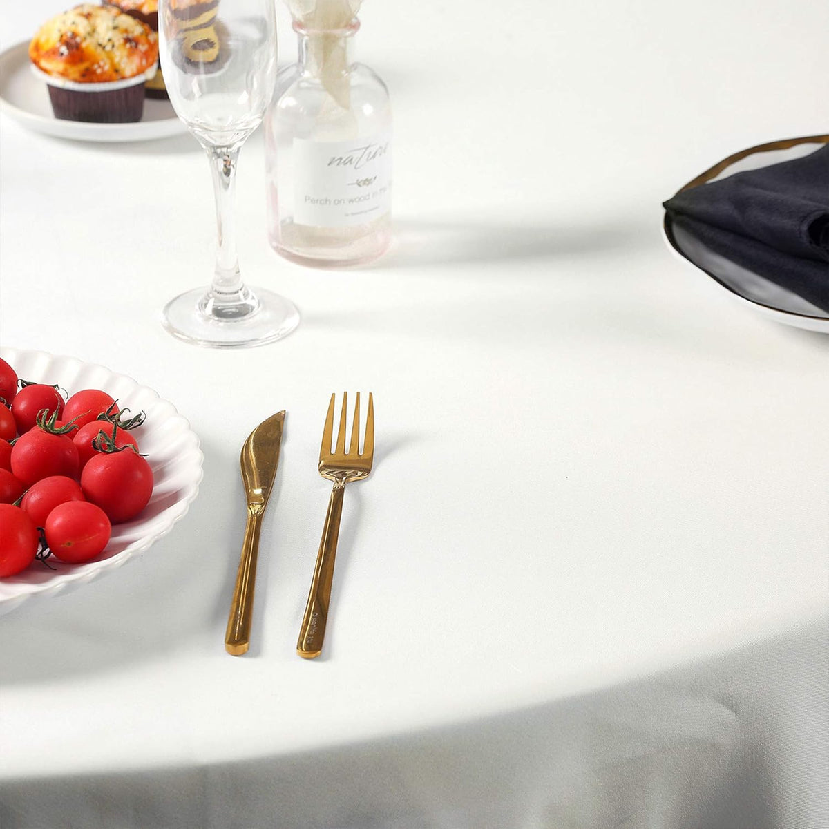 60 inch Round Tablecloth Washable Polyester Table Cloth Decorative Table Cover for Wedding Party