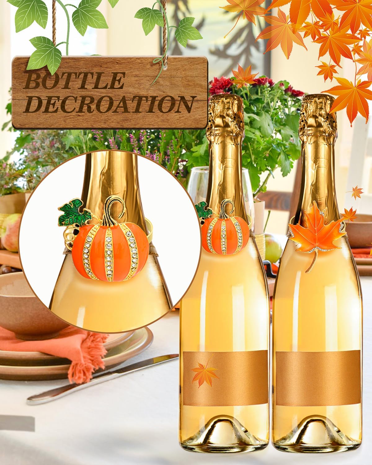 KPOSIYA Fall Napkins Rings, 6 Pcs Thanksgiving Napkin Ring Fall Maple Leaf Napkin Rings and
