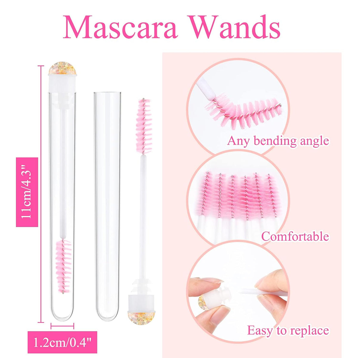 50pcs Eyelash brush Lash Wand Makeup tool Eyelash Extension supplies Cleaning brush Diamond Mascara