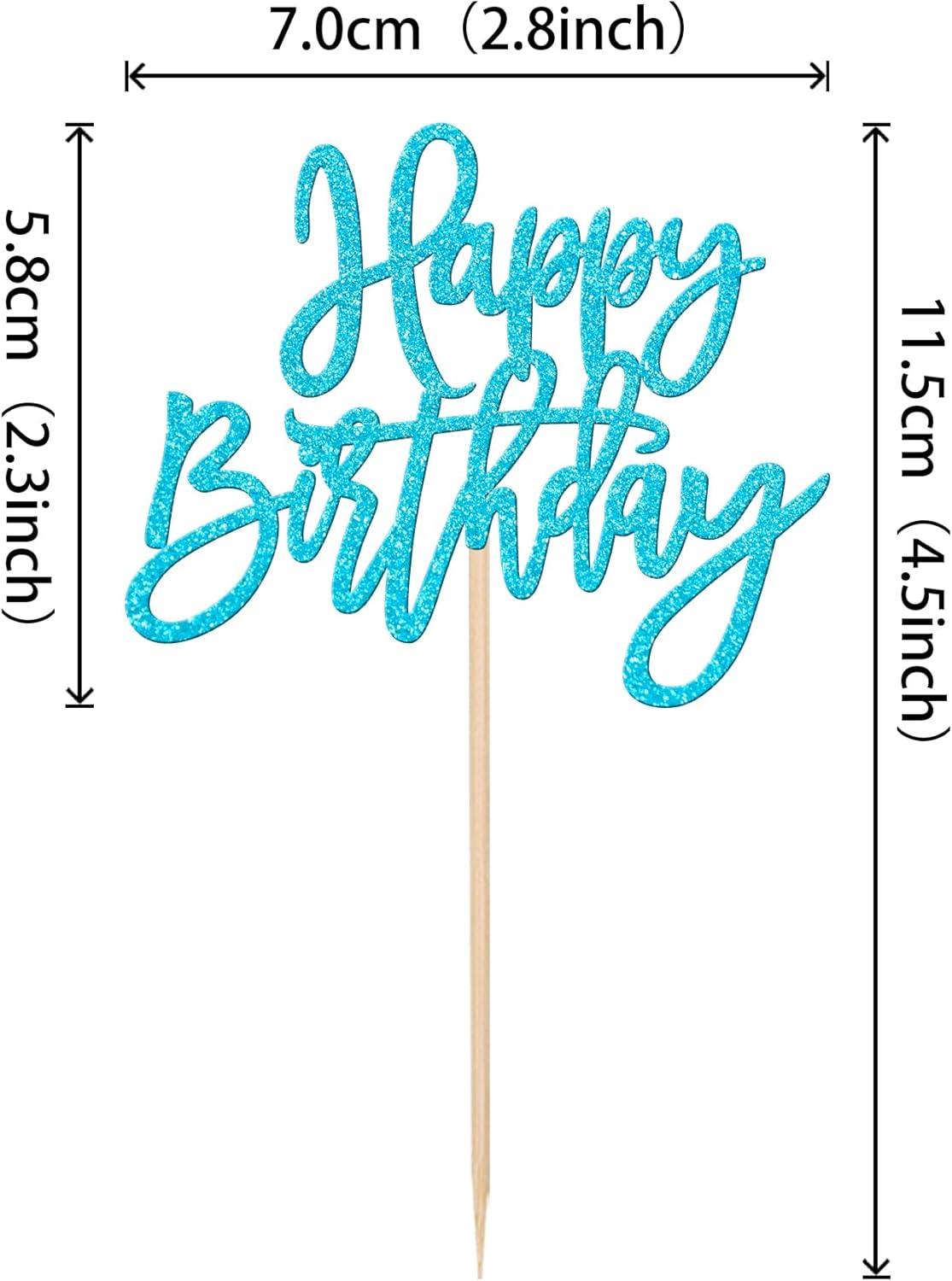 24 PCS Happy Birthday Cupcake Toppers Glitter Picks for Celebrating Anniversary Theme Party Cake
