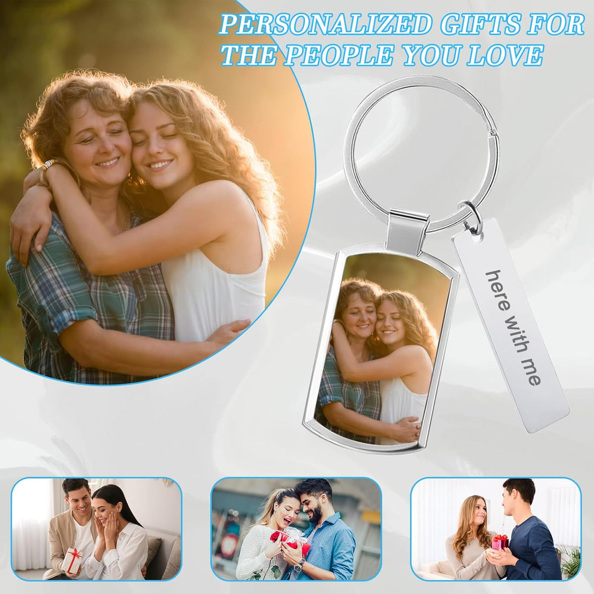 Custom Keychain with Picture Double-sided Personalized Photo Text Keychain, Gift for Anniversary