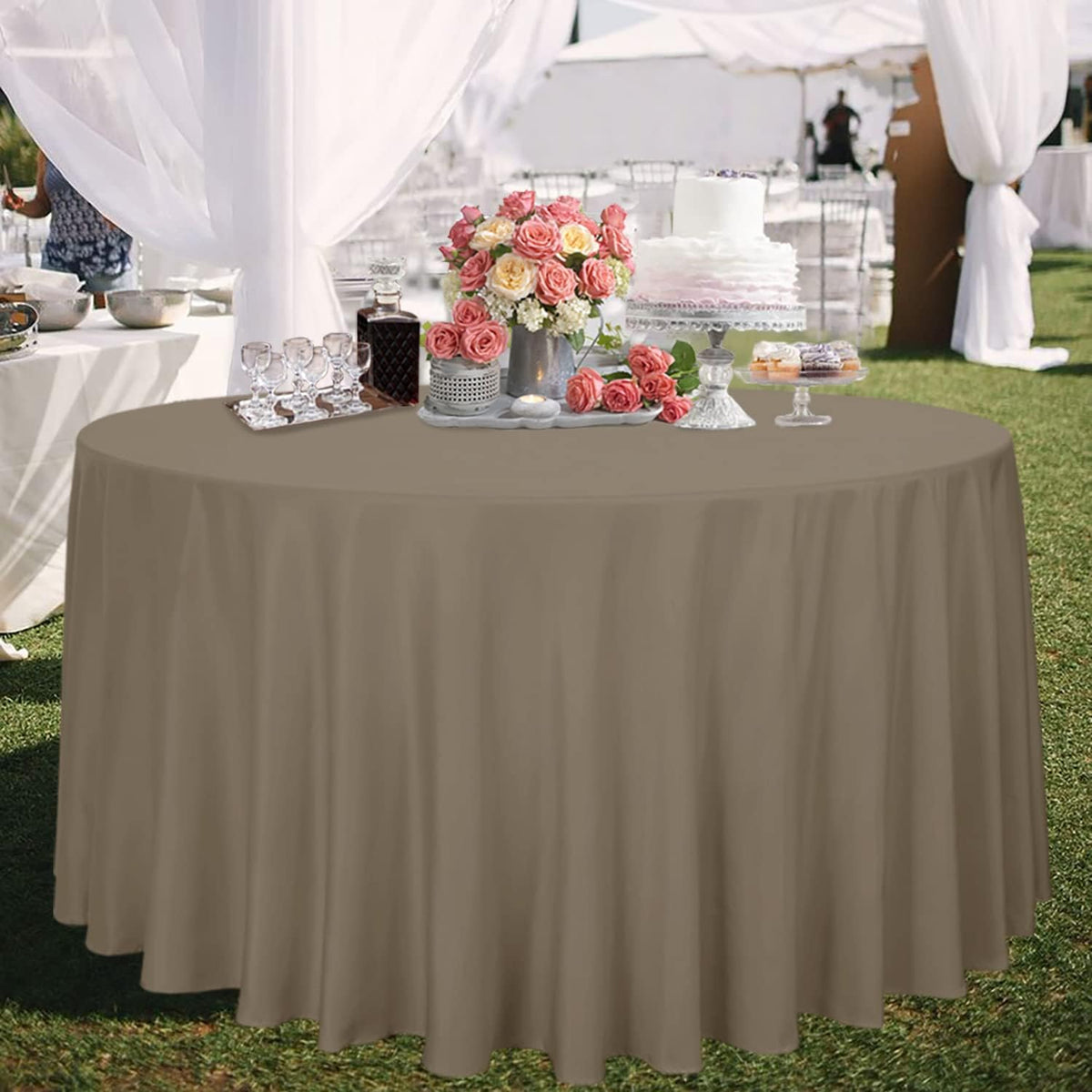 sancua Round Tablecloth - 120 Inch - Water Resistant Spill Proof Washable Polyester Table Cloth